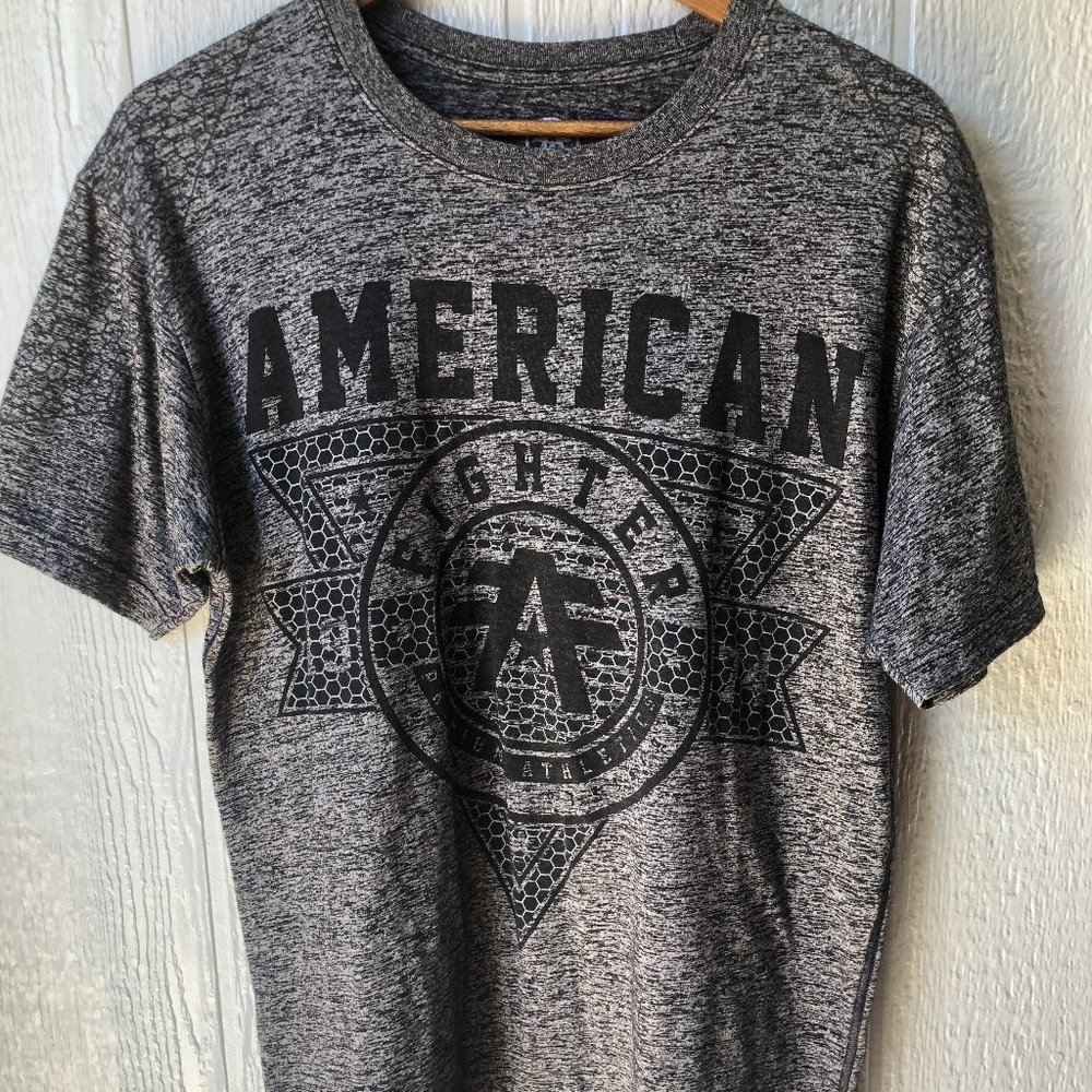 American Fighter Men's Large T-Shirt Grey & Black